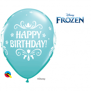 Balionas ''Frozen Happy Birthday'' karibų jūros spalvos (28cm) 2