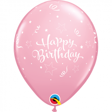 Balionas ''Happy Birthday''' šviesiai rožinis (28cm)