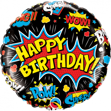 Folinis balionas ''Happy Birthday Super Hero juodas''