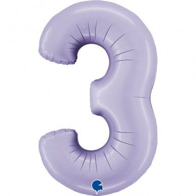 Folinis balionas skaičius ''3'' alyvinės spalvos