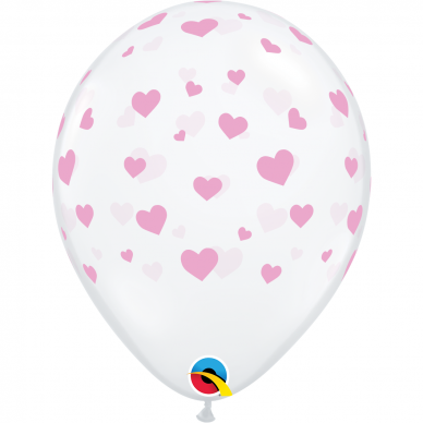 Skaidrus balionas ''Rožinės širdelės'' (28cm)